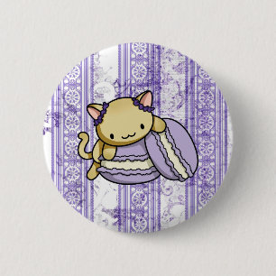 Bóton Redondo 5.08cm Gatinho de Macaron