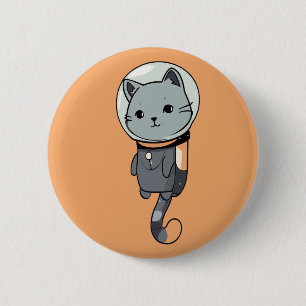 Bóton Redondo 5.08cm Gatinho do Astronauta de Kawaii
