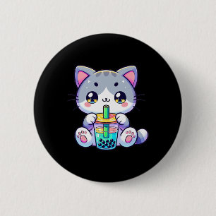 Bóton Redondo 5.08cm Gatinho Gato de Chá Gato de Kawaii Bonito Animação