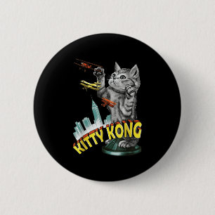 Bóton Redondo 5.08cm Gatinho Kong Fúria Gato Retro Vintage Texto Rosa M