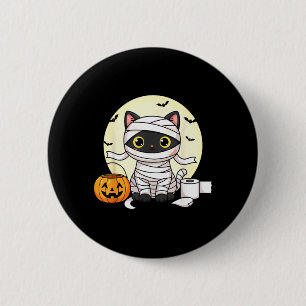 Bóton Redondo 5.08cm Gatinho Múmia Kawaii Halloween Gato Preto Truque O