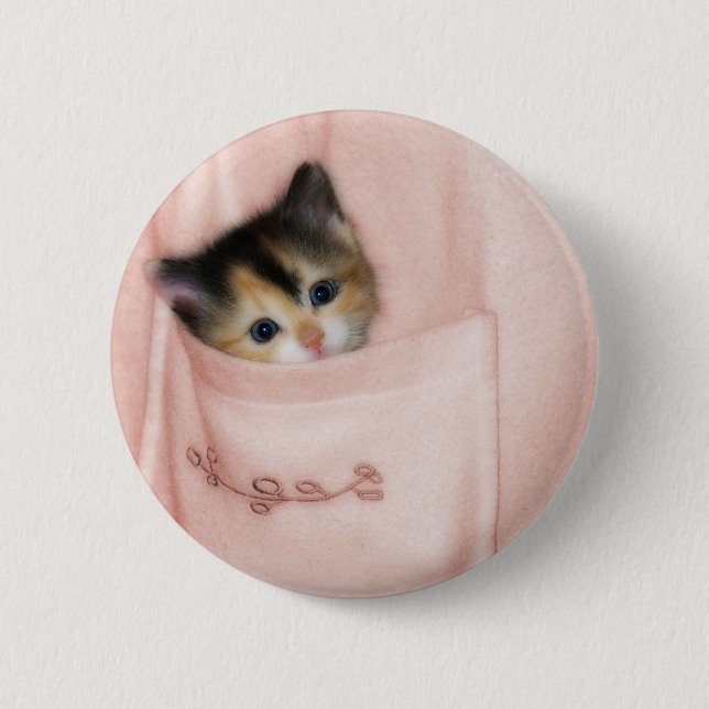 Bóton Redondo 5.08cm Gatinho no bolso 2 (Frente)