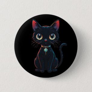 Bóton Redondo 5.08cm Gatinho Preto Pouco Assustador