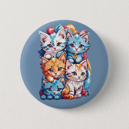 Bóton Redondo 5.08cm Gatinhos Gelados Kawaii