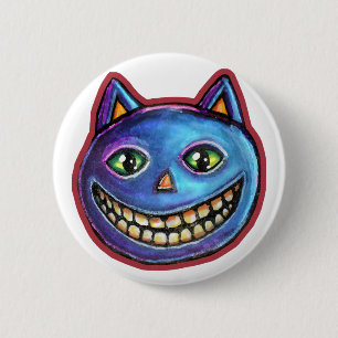 Bóton Redondo 5.08cm Gato Azul Sorridente Vintage Halloweenies
