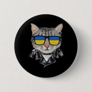 Bóton Redondo 5.08cm Gato Bandeira da Ucrânia Sungles - Gato Ucraniano