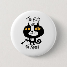 Bóton Redondo 5.08cm Gato Bonito De Halloween Preto Demasiado Bonito Pa