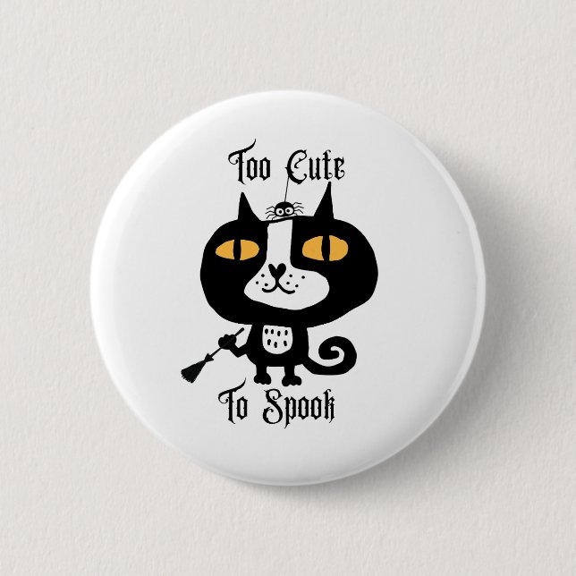 Bóton Redondo 5.08cm Gato Bonito De Halloween Preto Demasiado Bonito Pa (Frente)