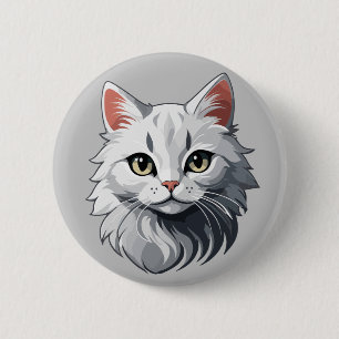 Bóton Redondo 5.08cm Gato Branco Encantador