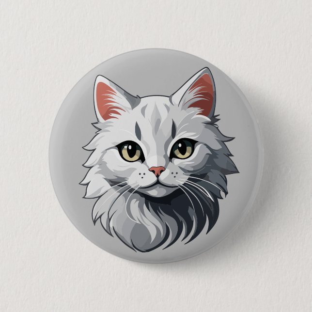 Bóton Redondo 5.08cm Gato Branco Encantador (Frente)