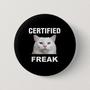 Bóton Redondo 5.08cm Gato Branco Engraçado Meme de Gato Certificado