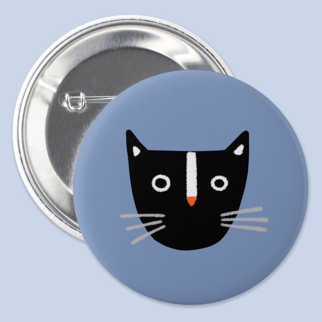 Bóton Redondo 5.08cm Gato Cinto (Fun black and white kitty cat button)