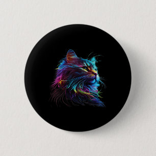 Bóton Redondo 5.08cm Gato Colorido Bonito Para Gatinhos Amantes De Arte
