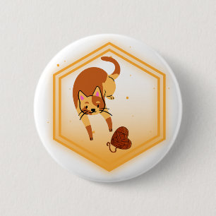 Bóton Redondo 5.08cm Gato com botão de fio