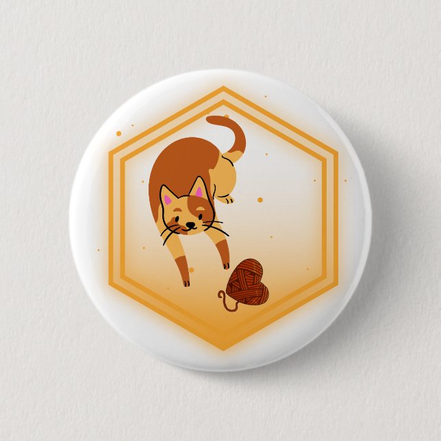 Bóton Redondo 5.08cm Gato com botão de fio (Frente)