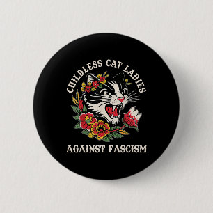 Bóton Redondo 5.08cm Gato Damas Contra Fascismo Engraçado Gato Feminist
