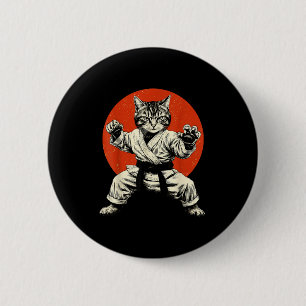 Bóton Redondo 5.08cm Gato de Artes Marciais Karate Judo Bandeira Japone