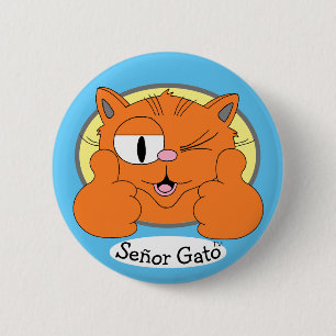 Bóton Redondo 5.08cm Gato de desenho animado do senhor Gato Winking
