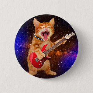 Bóton Redondo 5.08cm Gato de estrela do rock