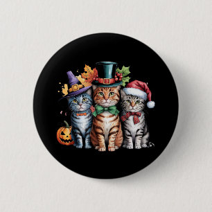 Bóton Redondo 5.08cm Gato de Feriados Feriados de Natal de Ação de Graç