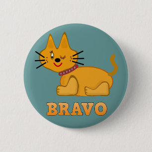Bóton Redondo 5.08cm Gato de gato-do-gato-do-mato-bravo desenho bravo