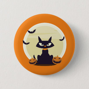 Bóton Redondo 5.08cm Gato de Halloween