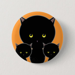 Bóton Redondo 5.08cm Gato de Halloween Botão de Pin