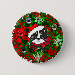 Bóton Redondo 5.08cm Gato de Natal