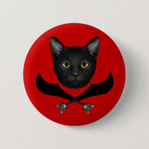 Bóton Redondo 5.08cm Gato de Sinalizador de Pirata