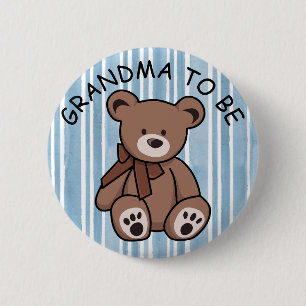 Bóton Redondo 5.08cm Gato de Teddy Bear GRANDMA, de cor castanha