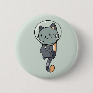 Bóton Redondo 5.08cm Gato do Astronauta de Kawaii