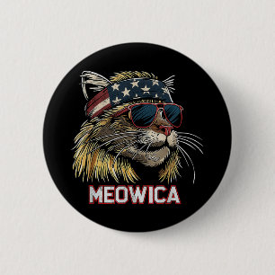 Bóton Redondo 5.08cm Gato - Engraçado 4 de Julho Bandeira Americana Dia