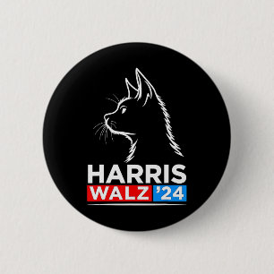 Bóton Redondo 5.08cm Gato Engraçado Lady Kamala Harris Waltz 2024 Eleiç