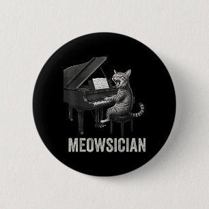 Bóton Redondo 5.08cm Gato Engraçado Tocando Música de Piano Trocadilho