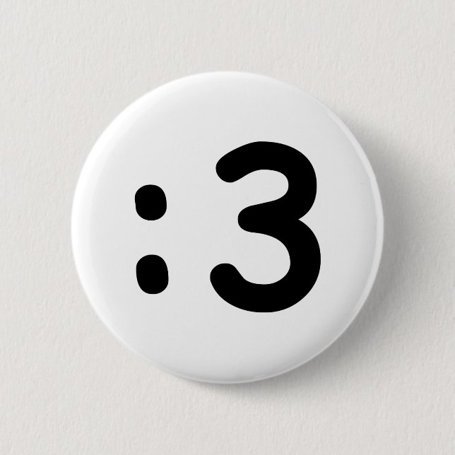 Bóton Redondo 5.08cm Gato Face Emoticon: 3 (Frente)