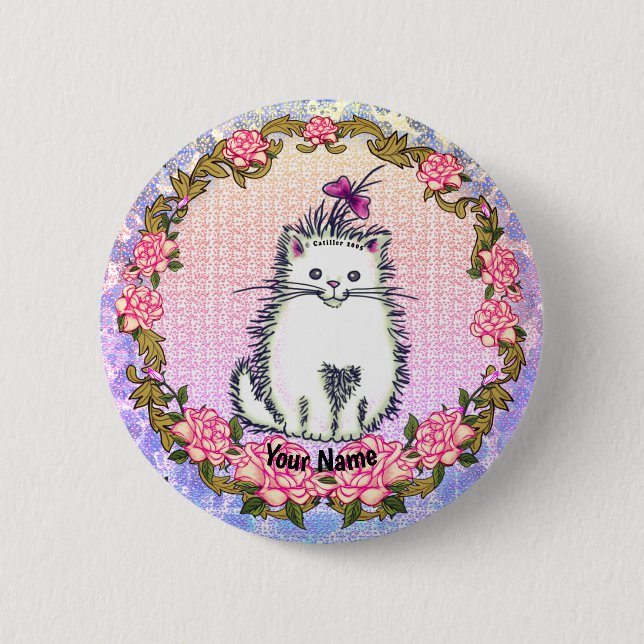 Bóton Redondo 5.08cm Gato gatinho bebê  broche (Frente)