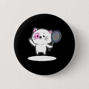 Bóton Redondo 5.08cm Gato Jogando Badminton Jogador De Badminton Para H