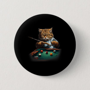 Bóton Redondo 5.08cm Gato Jogando Piscina Bilhares Legal Gatos Engraçad