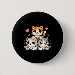 Bóton Redondo 5.08cm Gato Kawaii Gato Neko Engraçado Gatinho Gato Prese