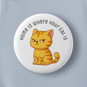 Bóton Redondo 5.08cm Gato Laranja Mal-Humorado com Texto Personalizado