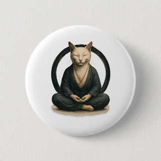 Bóton Redondo 5.08cm Gato Meditando Zen – Arte de Yoga Mindful do Círcu
