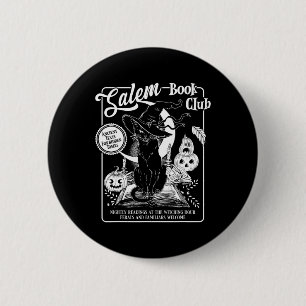 Bóton Redondo 5.08cm Gato Negro do Clube de Bruxas Bookish Retro Hallow