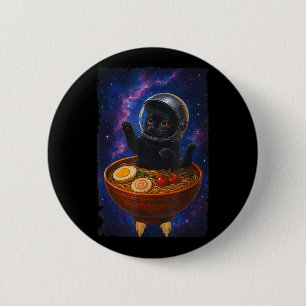 Bóton Redondo 5.08cm Gato Negro Engraçado Voando Um Astronau Espacial R