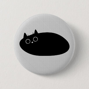 Bóton Redondo 5.08cm Gato Negro preguiçoso   Botão para amantes de Cat!