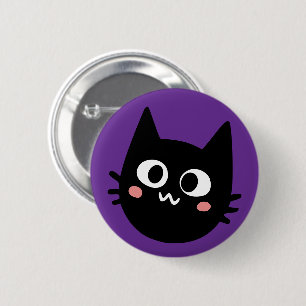 Bóton Redondo 5.08cm Gato Preto Engraçado Roxo