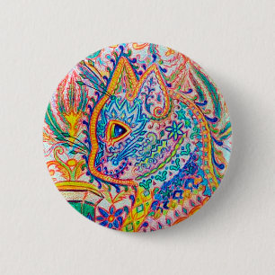 Bóton Redondo 5.08cm Gato Psicodélico, Louis Wain