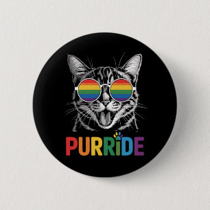 Bóton Redondo 5.08cm Gato Purride Gay Lésbica Arco-íris LGBTQ Aliado Or