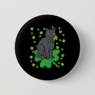 Bóton Redondo 5.08cm Gato Shamrock Dia de São Patrício 4 Folhas De Vest