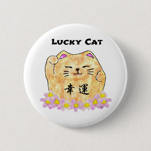 Bóton Redondo 5.08cm Gato Sortudo (Maneki Neko) - "Gato Sortudo"