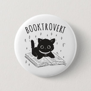 Bóton Redondo 5.08cm Gato-troverte com livro e estrelas